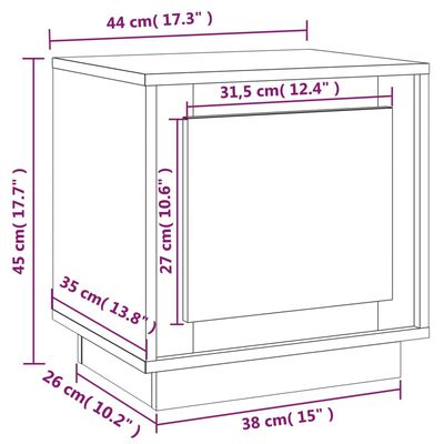 vidaXL Nattbord høyglans hvit 44x35x45 cm konstruert tre
