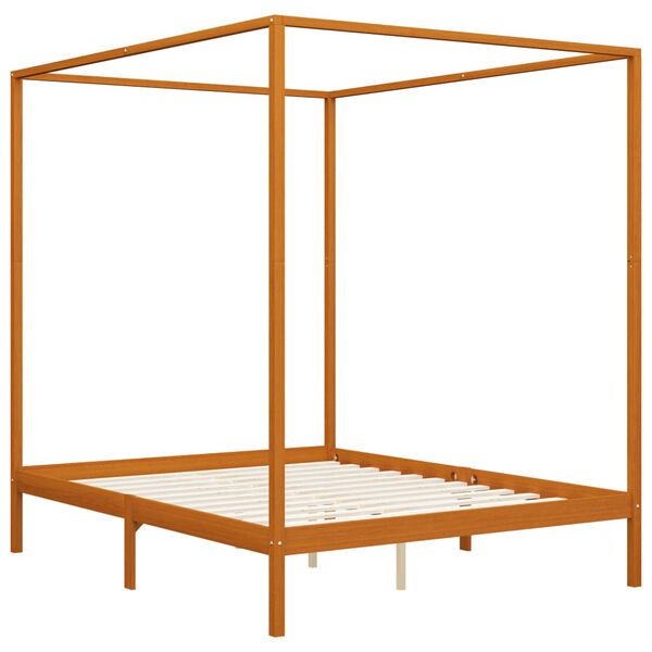 vidaXL Himmelsengeramme med 2 skuffer heltre furu 180x200 cm