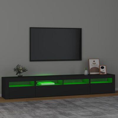 vidaXL TV-benk med LED-lys svart 240x35x40 cm