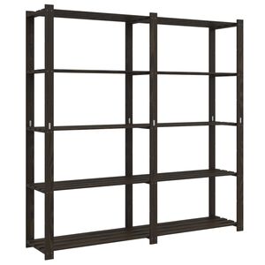 vidaXL Oppbevaringshylle 5 etasjer svart 170x38x170 cm heltre furu