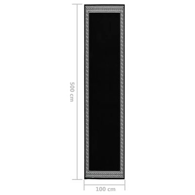 vidaXL Teppeløper BCF svart med motiv 100x500 cm