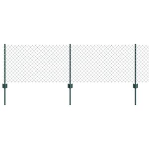 vidaXL Kjettinggjerde med stolpe 10 x 0,6 m PVC-belagt st&aring;l Gr&oslash;nn Mesh