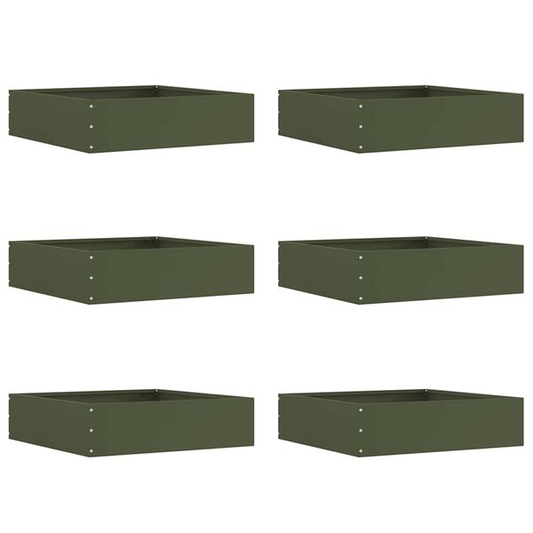vidaXL Gjerdekant 6 pcs Olivengr&oslash;nn 50 x 50 x 13 cm St&aring;l
