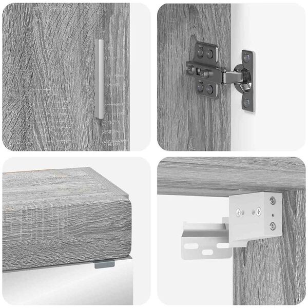 vidaXL Baderomsinnredningssett med d&oslash;r TULUM Gr&aring; Sonoma Konstruert tre