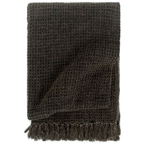 vidaXL Pledd bomull 160x210 cm antrasitt/brun
