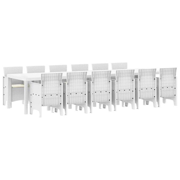 vidaXL Hage Spisegruppe 13 pcs Hvit Polt rattan