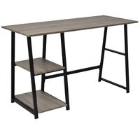 vidaXL Skrivebord med 2 hyller grå og eik