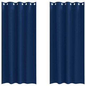 vidaXL M&oslash;rkleggende Gardiner med Ringer 2 pcs M&oslash;rkebl&aring; 225 x 140 cm