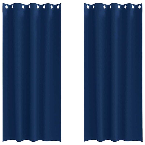 vidaXL M&oslash;rkleggende Gardiner med Ringer 2 pcs M&oslash;rkebl&aring; 225 x 140 cm