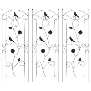 vidaXL Hage Hegning 3 pcs Svart 110 x 40 cm St&aring;l