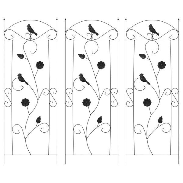 vidaXL Hage Hegning 3 pcs Svart 112 x 40 cm St&aring;l