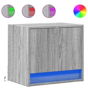 vidaXL Vegghengte nattbord med LED-lys 2 stk gr&aring; sonoma