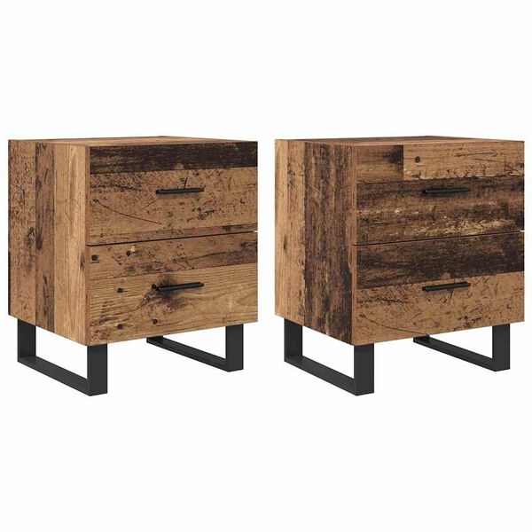 vidaXL Nattbordskap 2 pcs Gammel tre og svart 40 x 35 x 47,5 cm