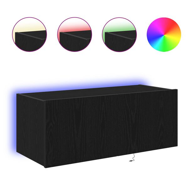 vidaXL TV Veggskap Svart Eik 80 x 35 x 31 cm Konstruert tre