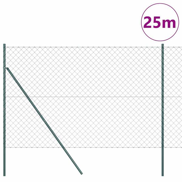 vidaXL Gjerdep&aring;le gr&oslash;nn 25 x 1,6 m (60 x 60 mm netting) St&aring;l og PVC