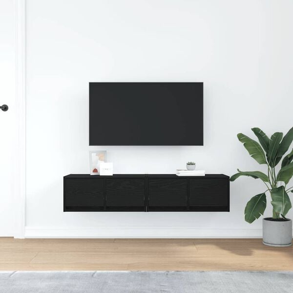 vidaXL TV-benker 2 stk svart eik 60x31x25,5 cm konstruert tre