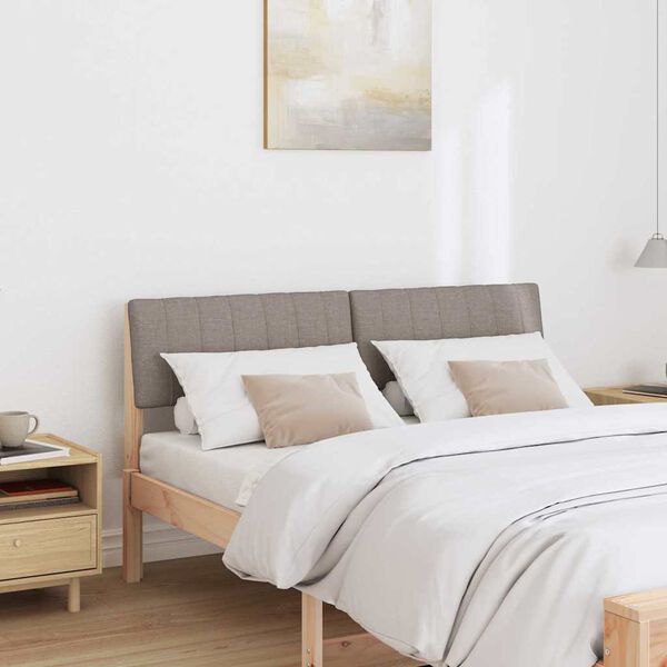 vidaXL Polstret sengegavl Gråbrun 140 cm Massiv furu