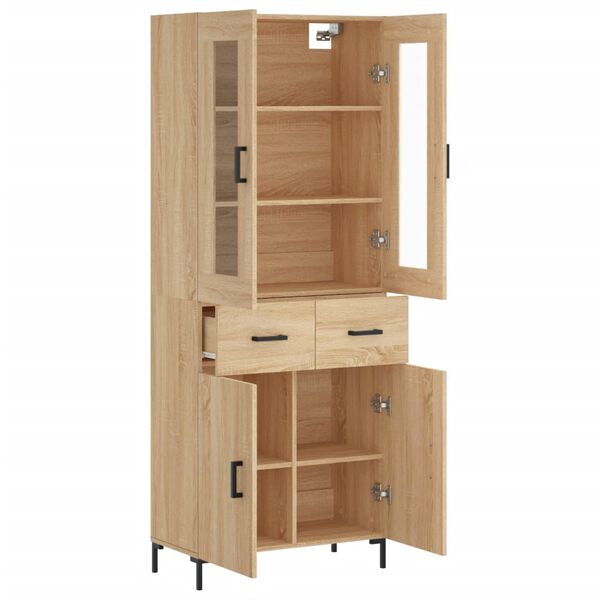 vidaXL Highboard sonoma eik 69,5x34x180 cm konstruert tre