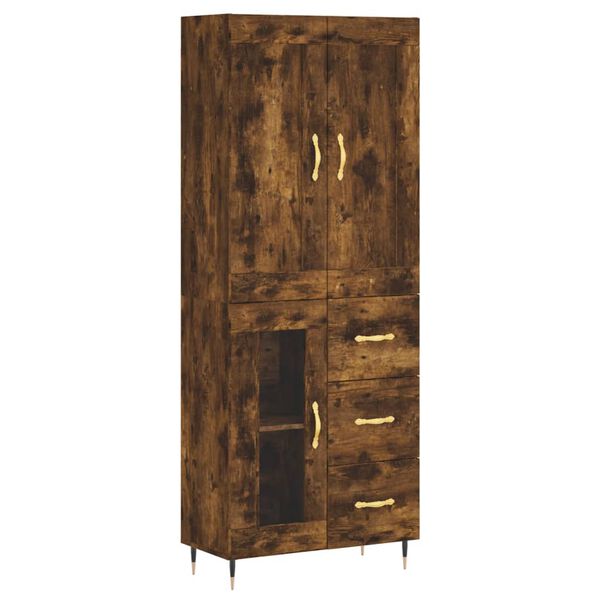 vidaXL Highboard r&oslash;kt eik 69,5x34x180 cm konstruert tre