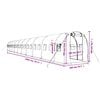 vidaXL Drivhus med st&aring;lramme hvit 40 m&sup2; 20x2x2 m