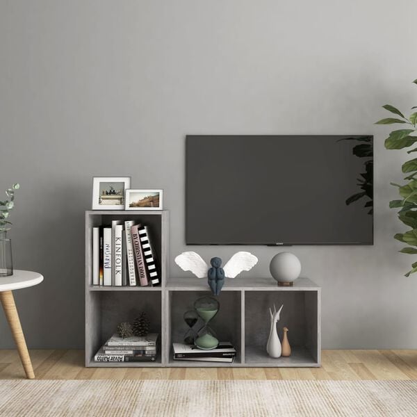 vidaXL TV-benker 2 stk betonggr&aring; 72x35x36,5 cm konstruert tre