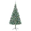 vidaXL Forh&aring;ndsbelyst kunstig juletre med kulesett og kongler 210 cm