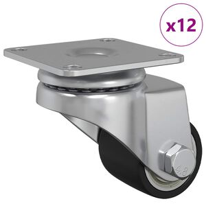 vidaXL Hjul 12 pcs s&oslash;lv 44,1 x 44,1 x 1,95 mm Nylon