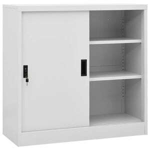 vidaXL Kontorskap med skyved&oslash;r 90x40x90 cm st&aring;l lysegr&aring;
