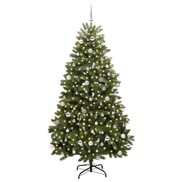 vidaXL Kunstig juletre med 300 LED gr&oslash;nn 240 cm PVC og metall