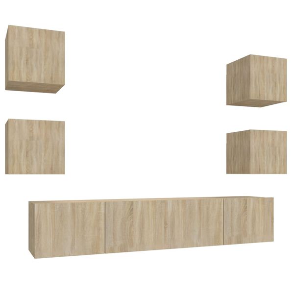 vidaXL TV-skapsett 6 deler sonoma eik konstruert tre