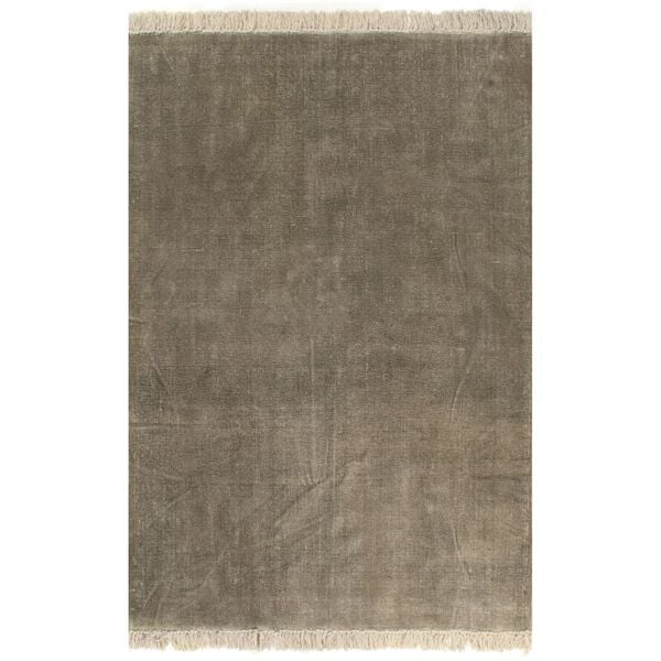 vidaXL Gulvsteppe kilim-vevet bomull 160x230 cm gr&aring;brun