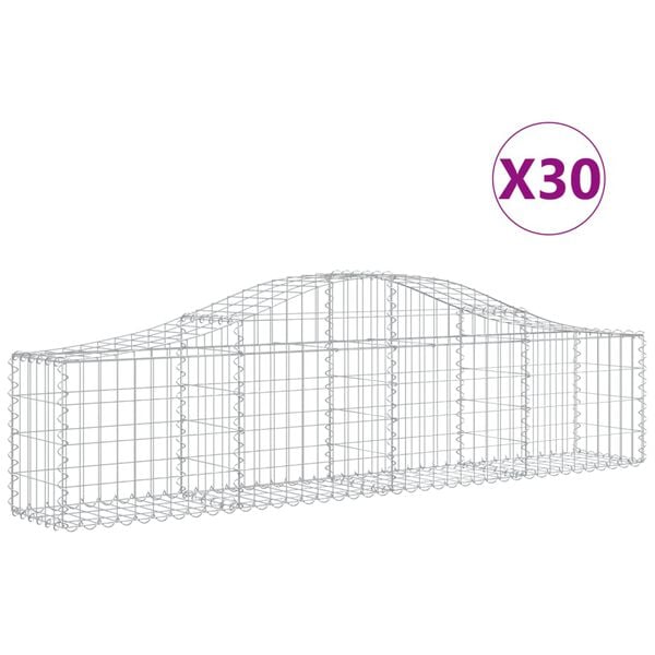 vidaXL Gabionkurver buede 30 stk 200x30x40/60 cm galvanisert jern