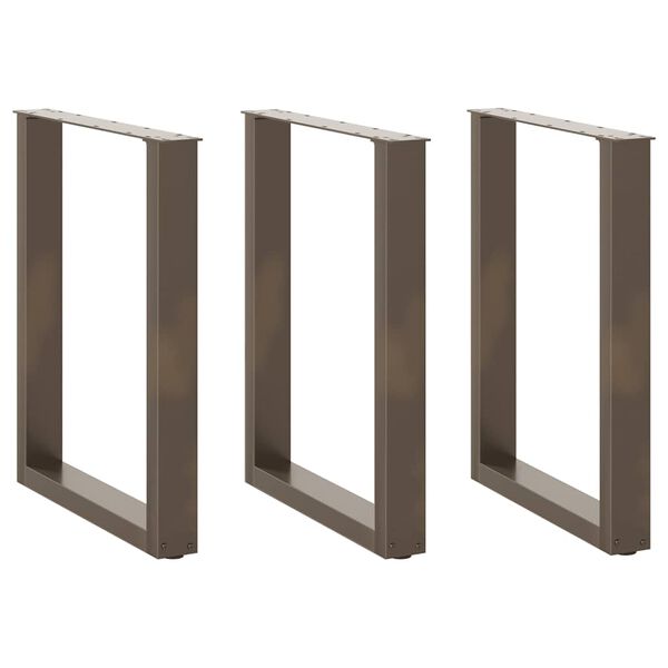 vidaXL Spisebordben U-formet 3 stk naturst&aring;l 70 x (72-73) cm st&aring;l