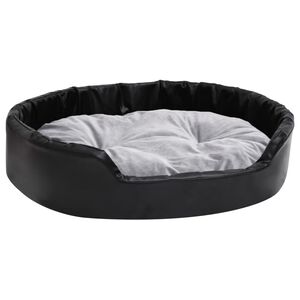 vidaXL Hundeseng svart og gr&aring; 90x79x20 cm plysj og kunstig l&aelig;r