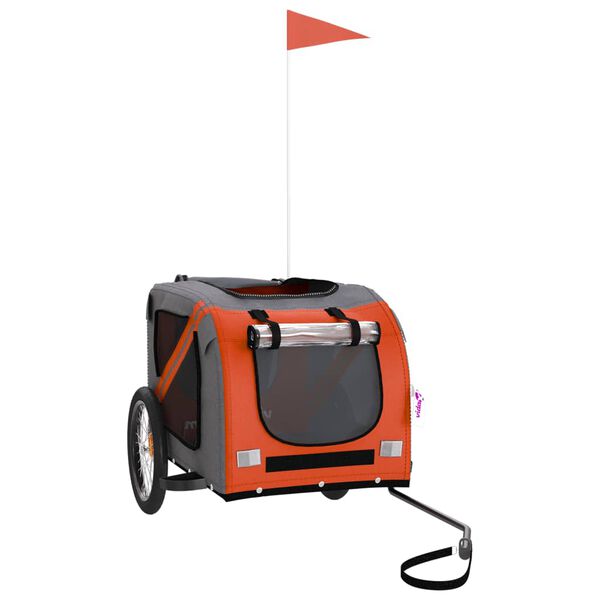 vidaXL Kjæledyrsykkelhenger oransje og svart oxfordstoff og jern