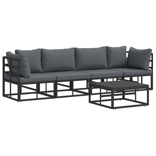 vidaXL Hagesofa Set 5 pcs Svart Metall