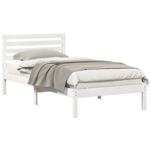 vidaXL Sengestamme med hodegjerde Hvit 80 x 200 cm Massiv furu