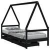 vidaXL Barnesengeramme med skuffer svart 90x200 cm heltre furu