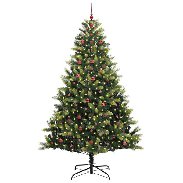vidaXL Kunstig leddet juletre med 300 LED-lamper gr&oslash;nn 240 cm
