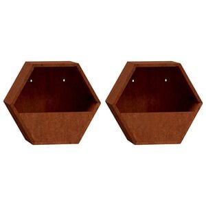 vidaXL Vegghengte plantekasser 2 stk rust 30x10x25 cm cortenst&aring;l