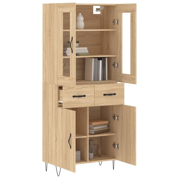 vidaXL Highboard sonoma eik 69,5x34x180 cm konstruert tre