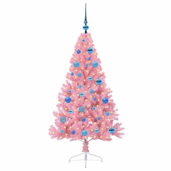 vidaXL Kunstig Forhåndsopplyst Juletre med 150 LED Rosa 150 cm PVC