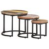 vidaXL Sidebord 3 stk gjenvunnet heltre