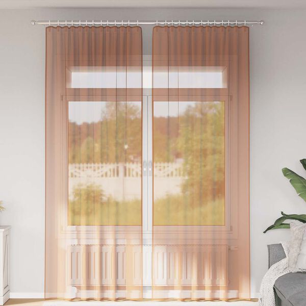vidaXL Voilegardiner med hemper 2 stk terrakotta 140x260 cm