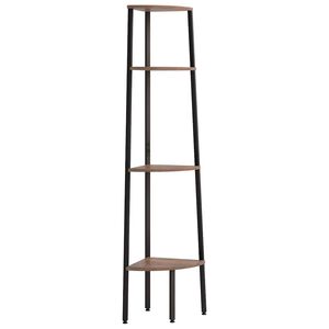 vidaXL 4-etasjes hj&oslash;rnehylle m&oslash;rkebrun og svart 45,5x31,5x150 cm