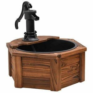 vidaXL Vannfontene med pumpe 57x57x53 cm heltre gran