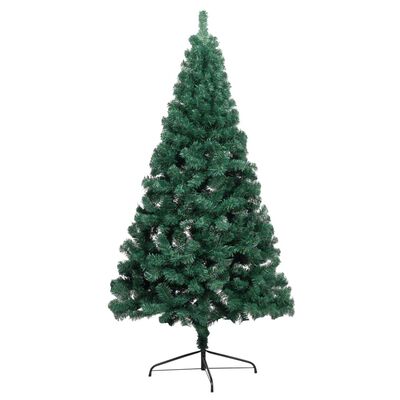 vidaXL Forhåndsbelyst kunstig halvt juletre med stativ grønn 150cm PVC