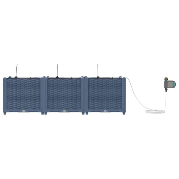 vidaXL Hageblomsterpotte 3 pcs Gr&aring; 120 x 40 x 37,5 cm Plast