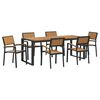 vidaXL Hage Spisegruppe 7 stk. Svart Solid akasietre