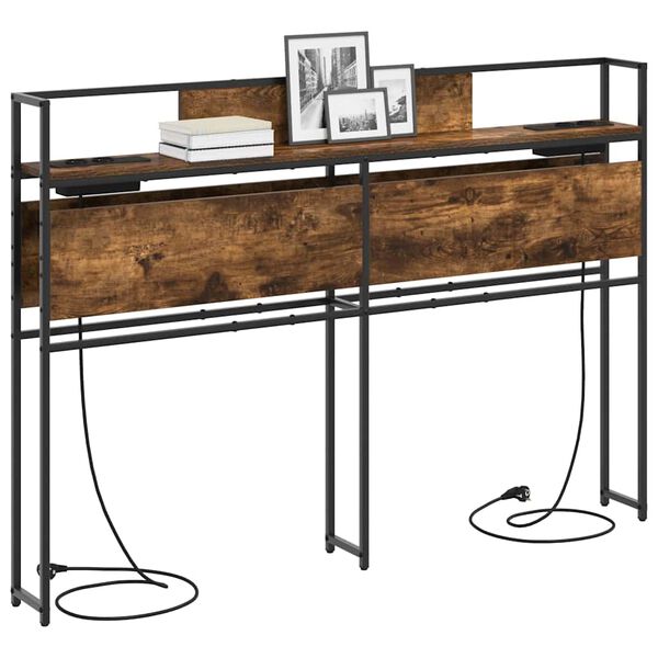 vidaXL Lagringshodegavl med hylle R&oslash;kt eik 150 cm Konstruert tre